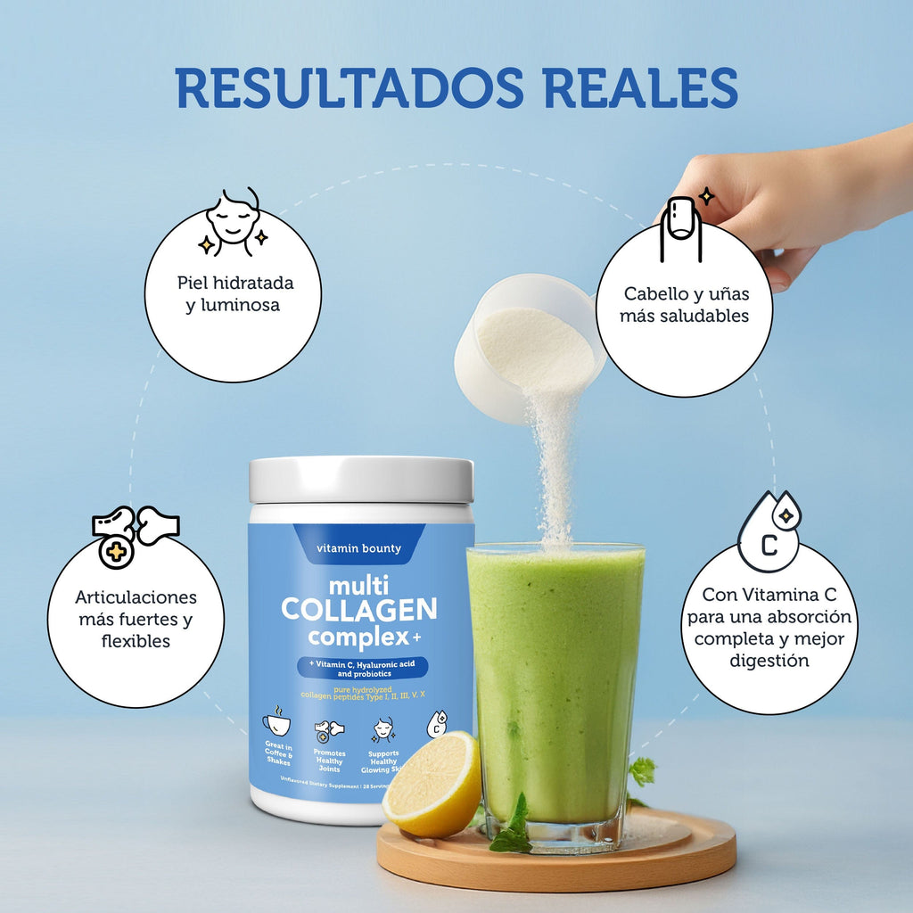 Colageno Hidrolizado 5 en 1 con Ácido Hialurónico, Vitamina C y Probióticos